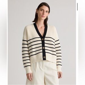 QUINCE 100% Organic Cotton Fisherman Boxy Cropped Cardigan